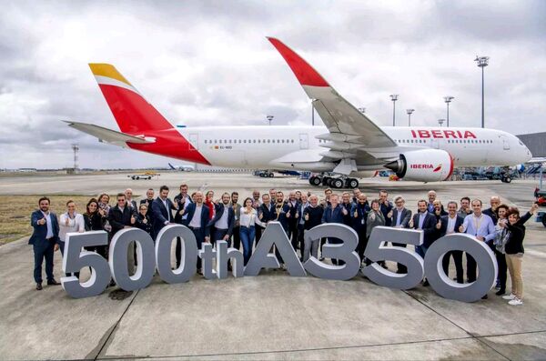 تحویل پانصدمین A350 به ایبریا