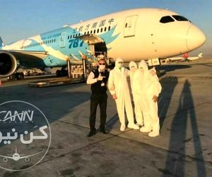 پرسنل خدمات زمینی ایران ایر در خط مقدم ویروس کرونا با پرواز چایناساترن
