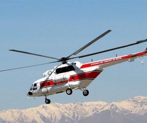 پرواز بالگرد هلال‌احمر برای پشتیبانی عملیات اطفای حریق جنگل‌های علی آباد کتول