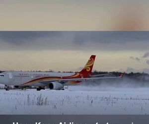 خروج هواپیمای Hong Kong Airlines از مسیر تاکسی‌وی در فرودگاه نیوچیتوسه ژاپن
