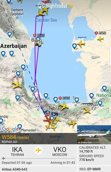 بازگشت پرواز تهران-مسکو به مبدا 