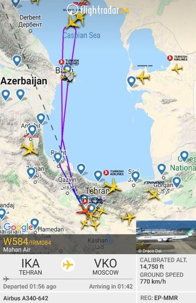 بازگشت پرواز تهران-مسکو به مبدا 
