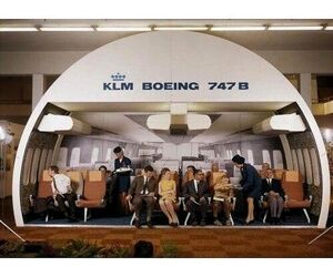 تصویری نوستالژی از طراحی کابین بویینگ ۷۴۷های شرکت هواپیمایی سلطنتی هلند؛ KLM  