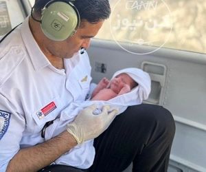 تولد نوزاد بر فراز آسمان خرم آباد + تصاویر