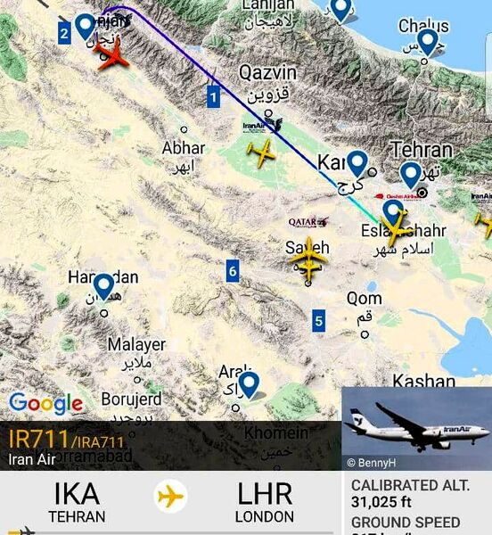 بازگشت پرواز تهران-لندن ایران ایر به مبدا