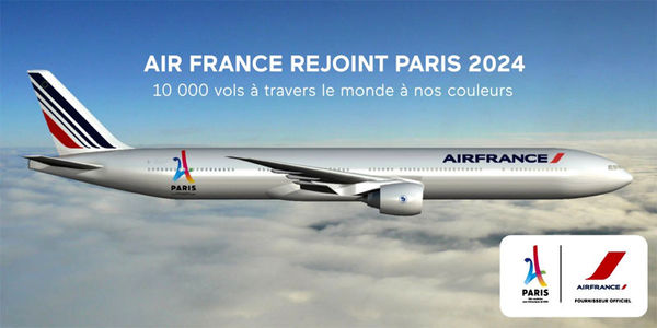 لوگوی میزبانی پاریس برای المپیک ۲۰۲۴ روی هواپیماهای فرانسوی