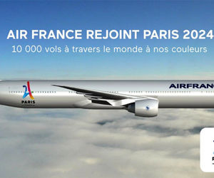 لوگوی میزبانی پاریس برای المپیک ۲۰۲۴ روی هواپیماهای فرانسوی