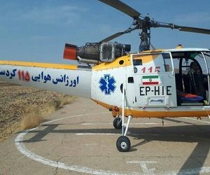 انتقال مصدوم تصادفی به بیمارستان توسط بالگرد اورژانس کردستان