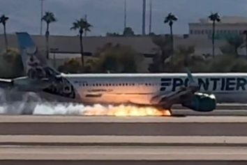 آتش‌سوزی در هواپیمای فرانت ایر در فرودگاه لاس‌وگاس! + فیلم

