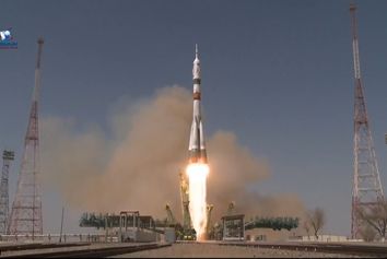 پرتاب فضاپیمای سایوز به ایستگاه فضایی بین المللی در گرامیداشت یوری گاگارین
