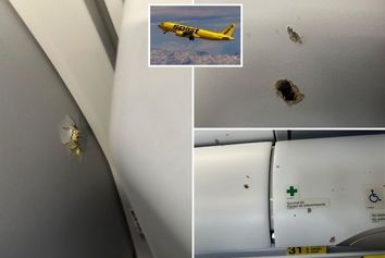 هواپیمای اسپیریت ایرلاینز به رگبار بسته شد +فیلم