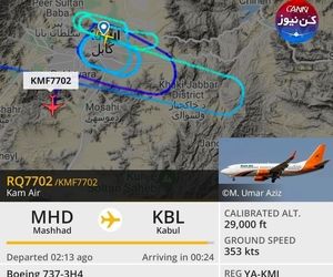 سرگردانی پرواز ۷۷۰۲ مشهد به کابل بر فراز آسمان این شهر 