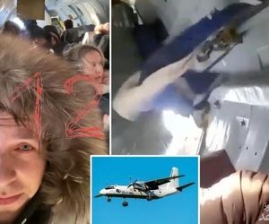 لحظه باز شدن ناگهانی درب هواپیما در آسمان!