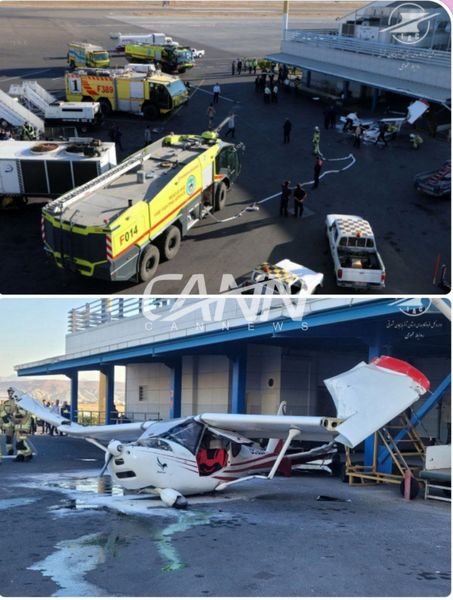 برخورد هواپیمای سبک با ساختمان جانبی فرودگاه