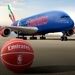 امارات با رنگ‌آمیزی جدید ایرباس A380، به استقبال فصل جدید بازی‌های NBA می‌رود +عکس