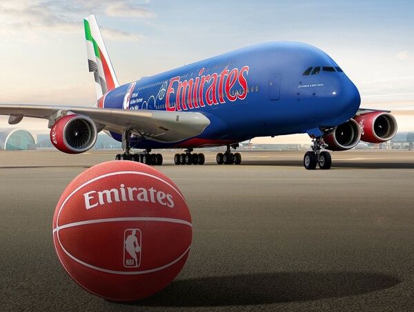 امارات با رنگ‌آمیزی جدید ایرباس A380، به استقبال فصل جدید بازی‌های NBA می‌رود +عکس