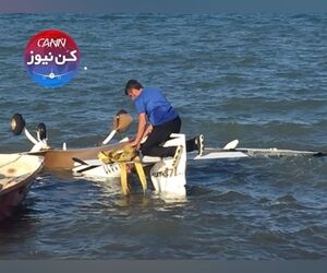 تصاویری از عملیات بیرون کشیدن هواپیمای سانحه دیده در نوشهر از آب